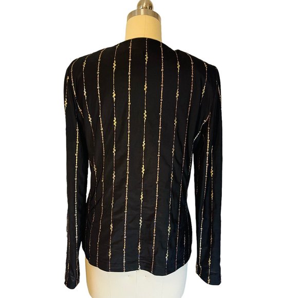 Joseph Ribkoff Black Jacket Gold Metallic Leather Cocktail Evening LS sz 6 EUC! - Picture 4 of 4